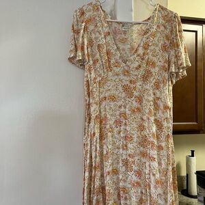 Billabong Floral Mini Dress in Cream and Orange